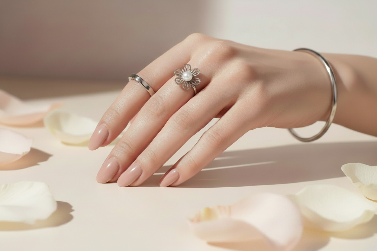 One Flower Ring - Mixed Steel Styles